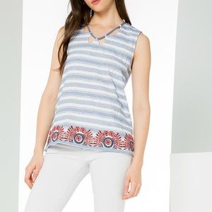 The Impeccable Pig | Embroidered Striped Top